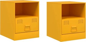 vidaXL Κομοδίνα 2 τεμ. Μουσταρδί 34,5 x 39 x 44 εκ. από Χάλυβα