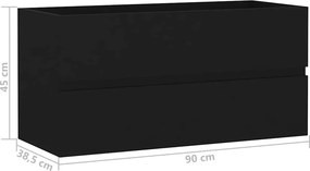 vidaXL Ντουλάπι Νιπτήρα Μαύρο 90 x 38,5 x 45 εκ. από Επεξ. Ξύλο