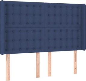 vidaXL Κρεβάτι Boxspring με Στρώμα &amp; LED Μπλε 140x190 εκ. Υφασμάτινο