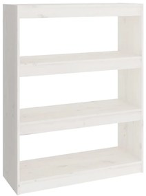 vidaXL Βιβλιοθήκη/Διαχωριστικό Χώρου Λευκή 80x30x103,5 εκ. Μασίφ Πεύκο
