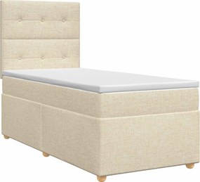 vidaXL Κρεβάτι box spring με στρώμα Κρεμ 100 x 200 cm Ύφασμα