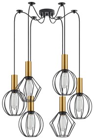 Φωτιστικό Οροφής  SE21-GM-4-BL6-GR12 ADEPT FLEX Gold Matt Pendant Black Metal Grid+ - Μέταλλο - 77-8938