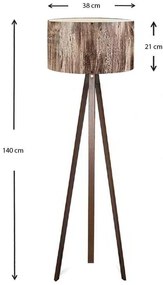 Φωτιστικό δαπέδου Rosling Megapap Mdf/ύφασμα/Pvc χρωμα καρυδί/καφέ 38x21x140εκ.