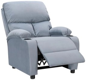 Πολυθρόνα relax με ποτηροθήκη Gartia βελούδο σε γκρι απόχρωση 79x94x102εκ 79x94x102 εκ.