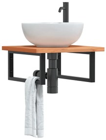 Ράφι Νιπτήρα Τοίχου από Ατσάλι / Μασίφ Ξύλο Οξιάς