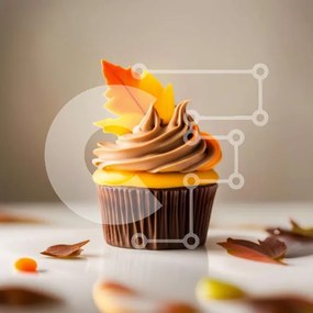 Intra Συλλεκτικό Ξύλινο Παζλ Plywood  4mm - Λαχταριστό Cupcake σοκολάτας με κάλυμμα φθινοπώρου Σε Ξύλινο Κουτί - Διαστάσεις: 10x10 cm – 25 κομμάτια