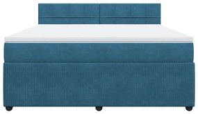 vidaXL Κρεβάτι Boxspring με Στρώμα Μπλε 180x200 εκ. Βελούδινο