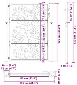 Πύλη κήπου 105x130 cm από χάλυβα με κυματοειδές σχέδιο - Καφέ