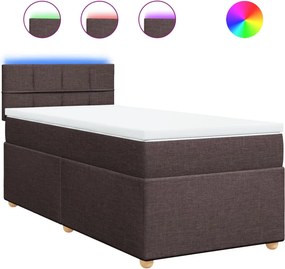 vidaXL Κρεβάτι Boxspring με Στρώμα Σκούρο Καφέ 90x190 εκ. Υφασμάτινο