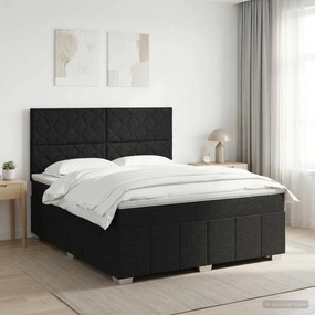 vidaXL Κρεβάτι box spring με στρώμα Μαύρο 140 x 200 cm Ύφασμα