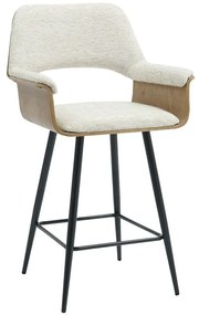 Σκαμπό Bar Clipp HM9987.02 57,5x53x98cm Ecru Metal, Fabric