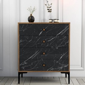 Συρταριέρα Καρυδιά / Μαύρο LIZBON 76x40x90,7