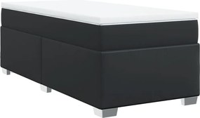 vidaXL Κρεβάτι Boxspring με Στρώμα Μαύρο 90x190εκ. από Συνθετικό Δέρμα