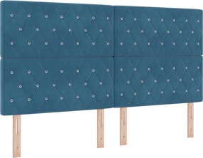 vidaXL Κρεβάτι box spring με στρώμα Μπλε 180 x 200 cm Βελούδο