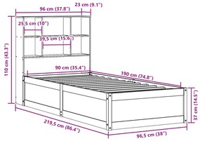 ΣΚΕΛΕΤΟΣ ΚΡΕΒ. ΧΩΡΙΣ ΣΤΡΩΜΑ ΛΕΥΚΟ 90X190 ΕΚ ΜΑΣΙΦ ΠΕΥΚΟ 3323477