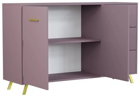 Σετ επίπλων Honolulu A108 (Μωβ), 411x200x58cm, Μωβ, Πλαστικοποιημένη μοριοσανίδα, Πόρτες ντουλάπας: Με μεντεσέδες, Καθρέφτης, Πόδια: Πλαστική ύλη