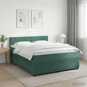 vidaXL Κρεβάτι box spring με στρώμα Σκούρο Πράσινο 140 x 190 cm
