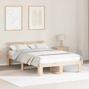 vidaXL Σκελετός Κρεβατιού Κρεμ 140 x 190 cm Μασίφ ξύλο πεύκου
