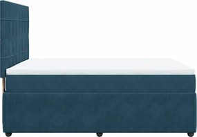 vidaXL Κρεβάτι Boxspring με Στρώμα Μπλε 160x200 εκ. Βελούδινο