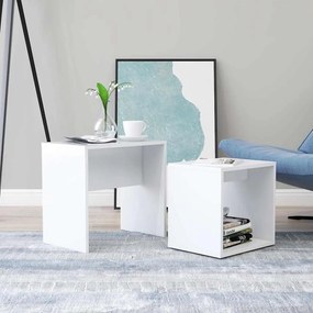 vidaXL Σετ Τραπεζάκια Σαλονιού Λευκά 48 x 30 x 45 εκ. από Επεξ. Ξύλο