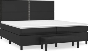 vidaXL Κρεβάτι Boxspring με Στρώμα Μαύρο 200x200 εκ. Συνθετικό Δέρμα