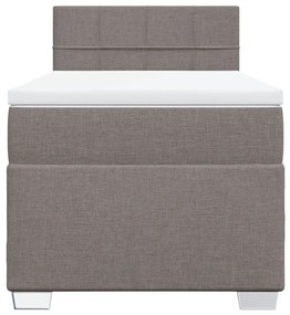 Κρεβάτι Boxspring με Στρώμα Taupe 90x200 εκ. Υφασμάτινο - Μπεζ-Γκρι