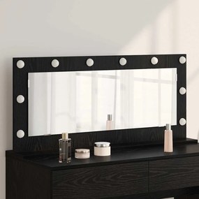 vidaXL καθρέφτης μακιγιάζ με φώτα LED Μαύρη Δρυς 100x45x18 εκ