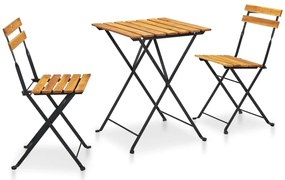vidaXL Σετ Επίπλων Bistro Πτυσσόμενο 3 Τεμαχίων από Μασίφ Ξύλο Ακακίας