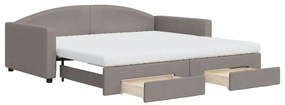 vidaXL Καναπές Κρεβάτι Συρόμενος Taupe 100x200εκ. Υφασμάτινος Συρτάρια