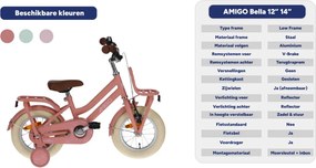 Bella 14 Inch 24 cm Girls Coaster Brake Salmon