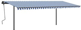 vidaXL Τέντα Συρόμενη Χειροκίνητη με Στύλους Μπλε / Λευκό 6x3 μ.