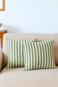 Stewehome Σετ 2 τεμαχίων ριγέ μαξιλαροθήκες από βαμβακερό λινό 43x43 cm