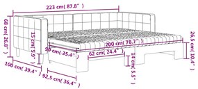 Καναπές Κρεβάτι Συρόμενος Ροζ 90x200 εκ. Βελούδινος Στρώματα 3196718