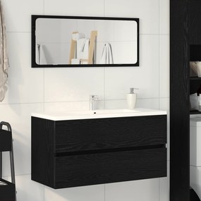 vidaXL Ντουλάπι Νιπτήρα Μαύρη Δρυς 90x38,5x45 εκ. Επεξεργασμένο Ξύλο