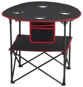 VEVOR Folding Portable Camping Table Oxford Outdoor Round Table 4 Cup Holders