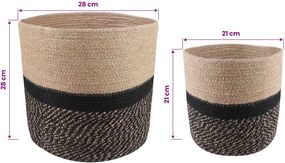 vidaXL Σετ Γλαστρών 2 τμχ. Φυσικό και Μαύρο Ø 28 x 28 εκ