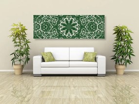 Εικόνα λευκό Mandala σε πράσινο φόντο - 120x40