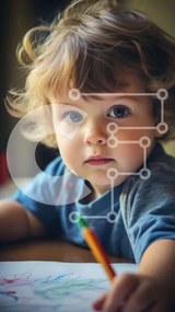 Intra Συλλεκτικό Ξύλινο Παζλ Plywood 4mm - Μικρό παιδί σχέδιο με χρωματιστά μολύβια Σε Ξύλινο Κουτί - Διαστάσεις Puzzle: 10x10 cm – 25 κομμάτια