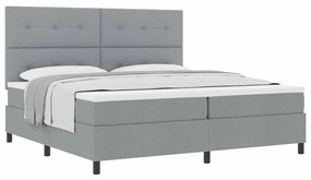 vidaXL Κρεβάτι με ελατήρια με στρώμα Ανοιχτό γκρι 200 x 200 cm ύφασμα