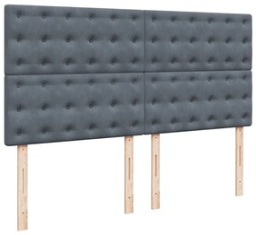 Κρεβάτι Boxspring με Στρώμα Σκούρο Γκρι 200x200 εκ. Βελούδινο - Γκρι