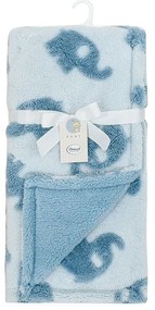Κουβέρτα Βρεφική Sherpa Jacquard Elephant 08 Sky Blue DimCol Αγκαλιάς 75x100cm Πολυέστερ
