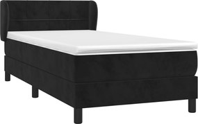 vidaXL Κρεβάτι Boxspring με Στρώμα Μαύρο 90x200 εκ. Βελούδινο