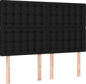 vidaXL Κρεβάτι Boxspring με Στρώμα Μαύρο 140x190 εκ. Υφασμάτινο