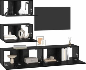 vidaXL Σετ επίπλου τηλεόρασης 4 pcs Μαύρη Δρυς Επεξεργασμένο Ξύλο