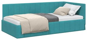 vidaXL Κρεβάτι Γωνίας με κεφαλάρι Τιρκουάζ 100 x 200 cm Βελούδο