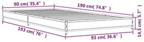 Πλαίσιο Κρεβατιού Sonoma Δρυς 90 x 190 εκ. Επεξ. Ξύλο &amp; Μέταλλο - Καφέ