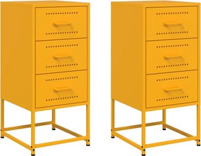 vidaXL Κομοδίνα 2 τεμ. Μουσταρδί 36 x 39 x 78 εκ. από Χάλυβα