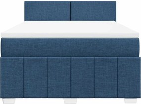 vidaXL Κρεβάτι Boxspring με Στρώμα Μπλε 140x190 εκ. Υφασμάτινο