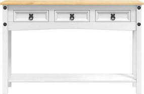 vidaXL End Table Corona Λευκό 114 x 34,5 x 73 εκ. Στερεά ξυλεία πεύκου