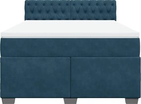 vidaXL Κρεβάτι Boxspring με Στρώμα Μπλε 160x200 εκ. Βελούδινο